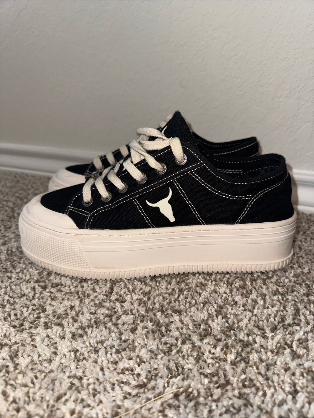 Windsor Smith Black and White Platform Sneakers